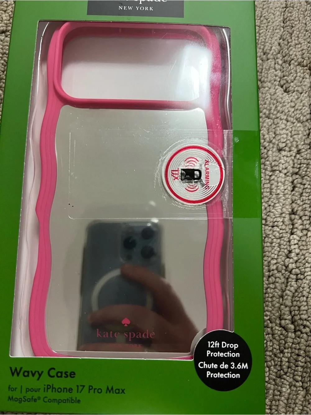 Kate Spade Wavy Hot Pink iPhone Mirror Case BNWT MagSafe Compatible 17 pro max